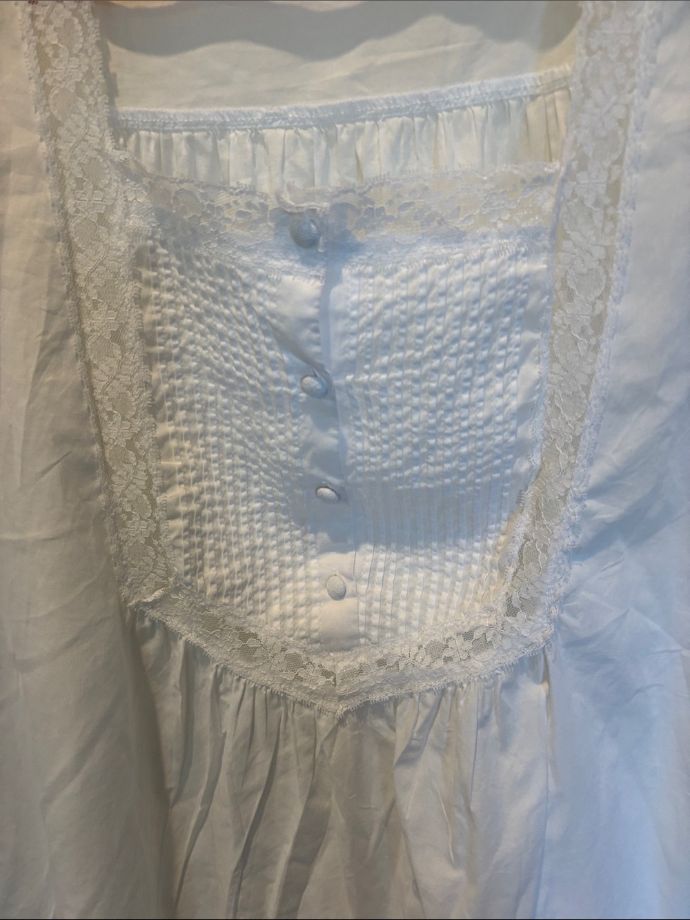 Women's White Cotton Nightgown - Unknown Brand - Picture 3 of 5